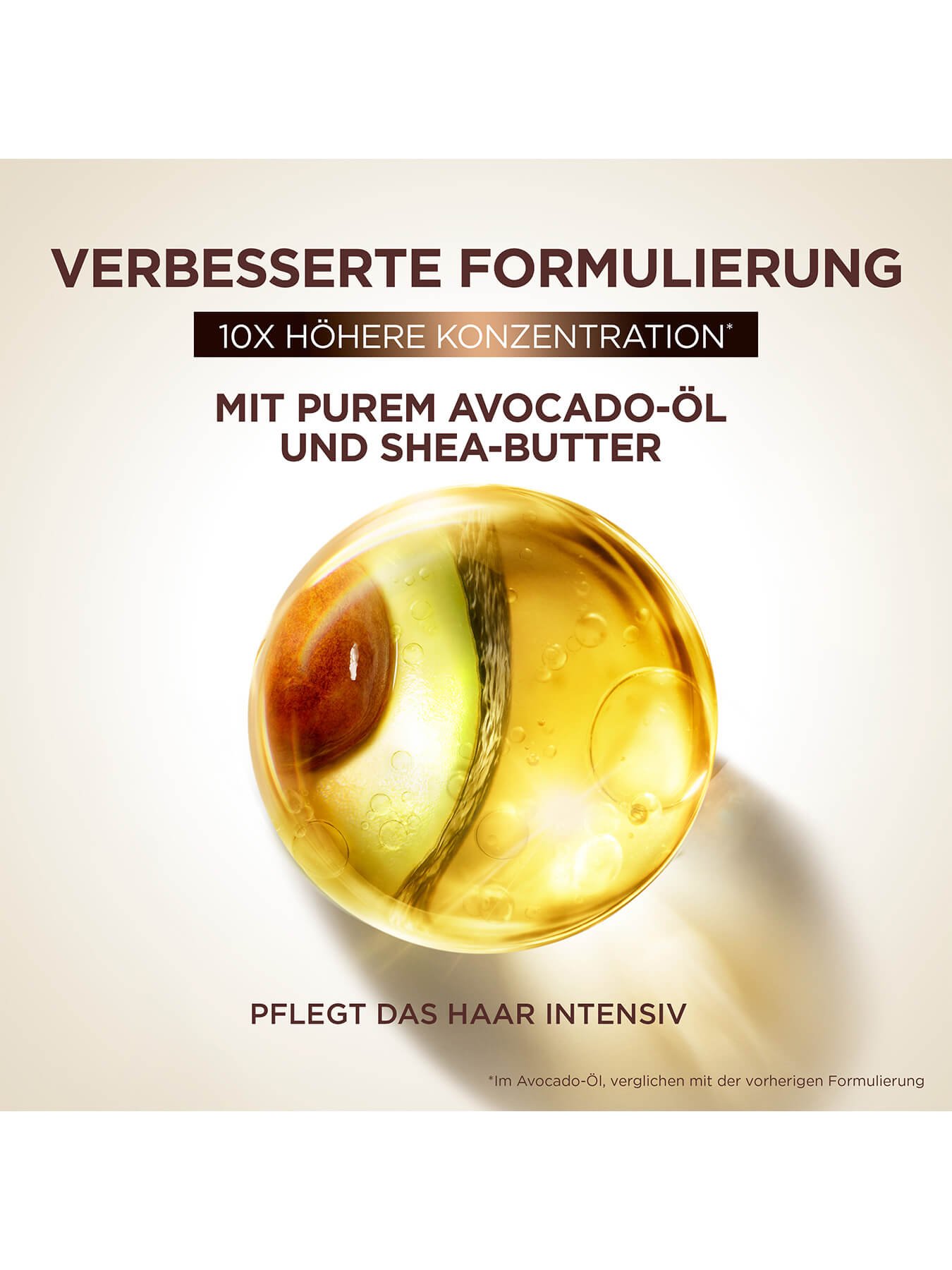 Avocado-Frucht eingeschlossen in einem Öl-Tropfen
